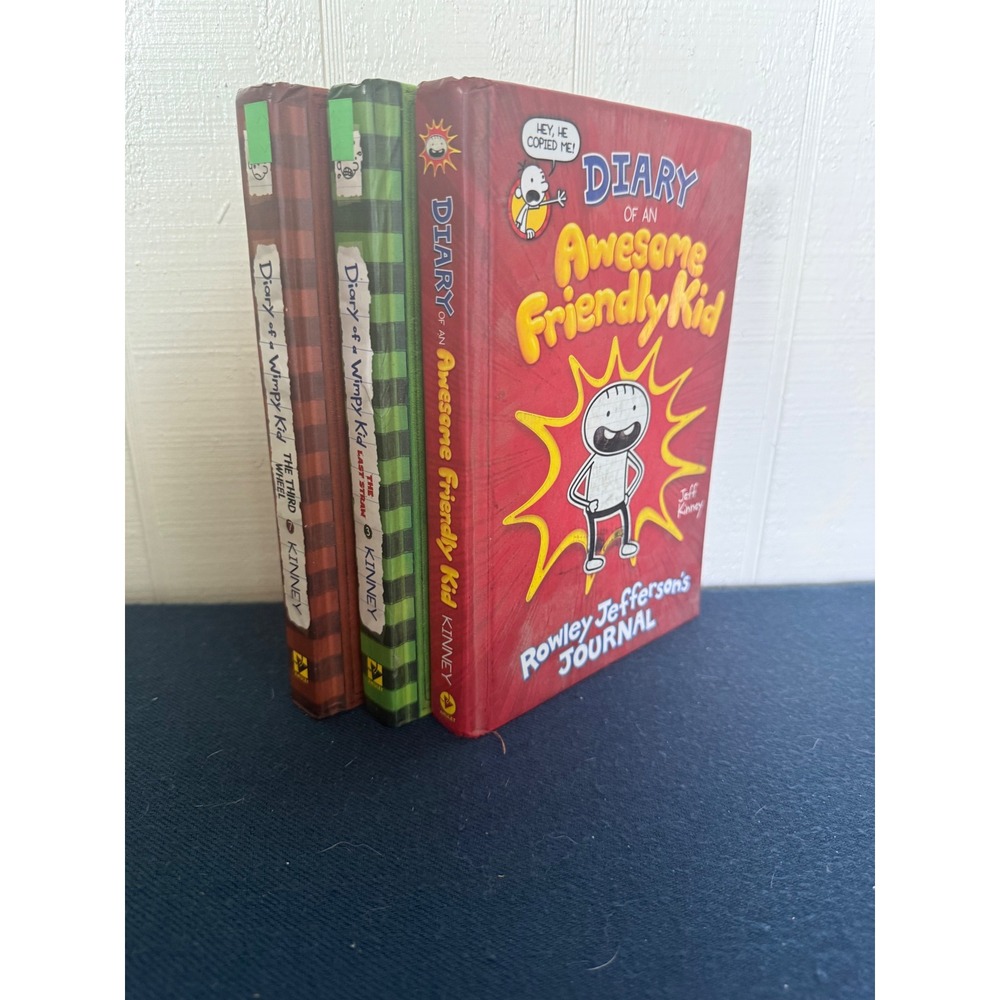 Diary of a Wimpy Kid 3 Book Bundle Jeff Kinney Hardcover Last Straw Third Wheel